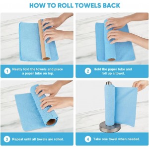 AIDEA Microfiber Cleaning Cloth Roll, Blue Shop Towels 55 Sheets Washable, Microfiber Towels for Cars, Blue Rags Reusable Paper Towel for Automotive, Workshop, House, Kitchen, Cleaning Supplies11×9