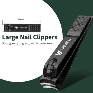 German Nail Clippers for Men, VANWIN Nail Clipper Set (4-Pack) Ultra Sharp Matte Stainless Steel Fingernail & Toenail Clippers with Glass Nail File, Nail Cutter Stocking Stuffers for Men Women Black