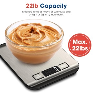 Mik-Nana Food Scale, 22lb Digital Kitchen Scale Weight Grams and Ounces for Baking Cooking Coffee Package Postage, 6 Units with Tare Function, LCD Display, Easy Clean Stainless Steel