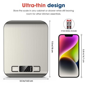 Mik-Nana Food Scale, 22lb Digital Kitchen Scale Weight Grams and Ounces for Baking Cooking Coffee Package Postage, 6 Units with Tare Function, LCD Display, Easy Clean Stainless Steel