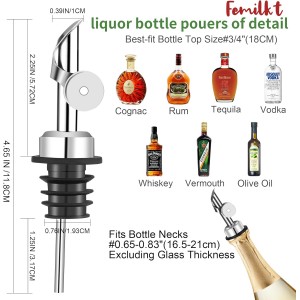 Liquor Pour Spout,Pour Spout for Liquor Bottles,Automatic Olive Oil Dispenser Spout,liquor dispenser,Olive Oil Spout,liquor bottle pourers Alcohol Wine Syrup Home Bar Accessories (Sliver, 12 Pack)