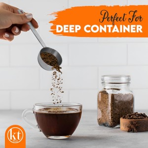 2PCS Stainless Steel Coffee Scoop Set - 1 tbsp (15ml) & 2 tbsp (30ml) Long Handle Ground Coffee Measuring Spoons 1&2 Tablespoon Scoop for Tea, Spices, Protein Powder, Kitchen & Barista Tools