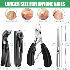 2026 Toenail Clippers for Thick Toenails for Seniors, Angled Head Large Toe Nail Clippers for Men with Wide Jaw Opening, Sharp Heavy Duty Fingernail Clipper Cutter with Catcher Long Handle