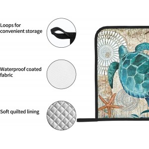 Potholders for Kitchens Clearance, Blue Sea Turtle Nautical Map Area Pot Holders Set of 2, Kitchen Heat Resistant Potholder for Microwave Cooking Baking Oven End Dishes and BBQ