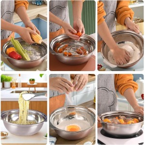 Stainless Steel Colander for Kitchen, 2.5QT Rice Washer Strainer with Mixing Bowl, Colander Bowl Set with Microporous for Washing Rice, Pasta, Spaghetti, Fruits, Dishwasher Safe(2PC)