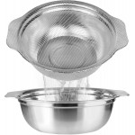 Stainless Steel Colander for Kitchen, 2.5QT Rice Washer Strainer with Mixing Bowl, Colander Bowl Set with Microporous for Washing Rice, Pasta, Spaghetti, Fruits, Dishwasher Safe(2PC)