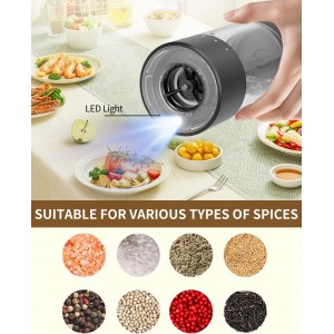CIRCLE JOY Electric Salt and Pepper Grinder Set Automatic Salt and Pepper Grinder Set with Easy-to-Carry Charging Base and LED Light, USB Rechargeable, Upgrade External Adjustable Coarseness