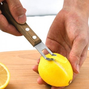 1 Pc Brown Lightweight Channel Knife and Lemon Zester Tool- Stainless Steel Peeler With Ultra Sharp Rind Twist Tool for Orange and Citrus Fruit - Kitchen Grater, Slicer