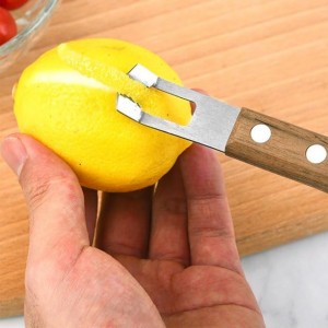 1 Pc Brown Lightweight Channel Knife and Lemon Zester Tool- Stainless Steel Peeler With Ultra Sharp Rind Twist Tool for Orange and Citrus Fruit - Kitchen Grater, Slicer