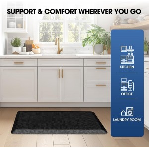 Mattitude Kitchen Mat Cushioned Anti-Fatigue Floor Mat Water Resistant Non-Slip Mats and Rugs Standing and Comfort Desk Mats for House Sink Office Laundry (Black, 17.3