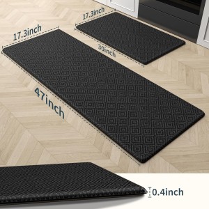 Mattitude Kitchen Mat 2PCS Kitchen Rugs Cushioned Anti-Fatigue Rug Waterproof Standing Desk Mat Kitchen Mats for Floor Kitchen Rug Set for Kitchen, Sink, Office 17.3