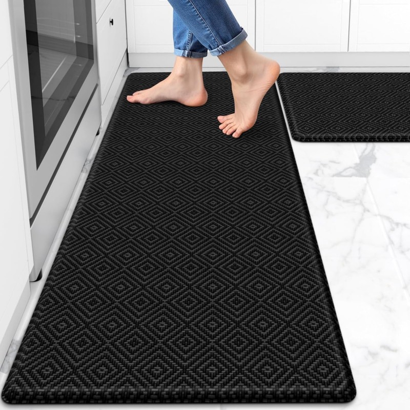 Mattitude Kitchen Mat 2PCS Kitchen Rugs Cushioned Anti-Fatigue Rug Waterproof Standing Desk Mat Kitchen Mats for Floor Kitchen Rug Set for Kitchen, Sink, Office 17.3