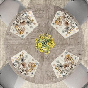 Artoid Mode Brown Poppy Floral Round Table Wedge Placemats Set of 4, Seasonal Kitchen Dining Table Decoration for Indoor Party Home