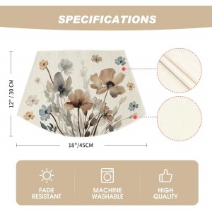 Artoid Mode Brown Poppy Floral Round Table Wedge Placemats Set of 4, Seasonal Kitchen Dining Table Decoration for Indoor Party Home