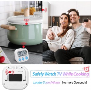 Weewooday 24 Pcs Small Digital Kitchen Timer Magnetic Back and Switch Minute Second Count up Countdown Big LCD Display Loud Alarm for Teacher Cooking Baking (Black,White)