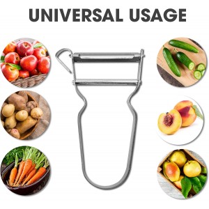 3pcs Genuine Inox Handle Straight Blade Peeler for Kitchen - Star Potato & Fruit Vegetable Metal Blade Rex Speed Bar