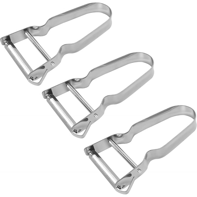 3pcs Genuine Inox Handle Straight Blade Peeler for Kitchen - Star Potato & Fruit Vegetable Metal Blade Rex Speed Bar