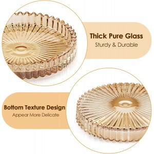 Modern Clear Coaster Set of 5- Glass Coasters for Drinks Crystal Coasters Round Cup Coasters Coffee Table Decor for Office, Kitchen, Bar, Dining Room, Living Room, Patio(Amber)