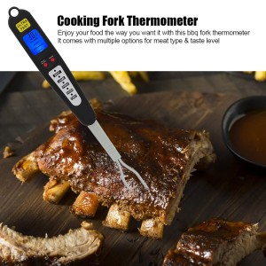 Digital Meat Thermometer Fork, Fast Read Grill Thermometer with LED Display and Stainless Steel Probes for Steak Chicken Pork Turkey Hot Grilled Food for Men Him Dad