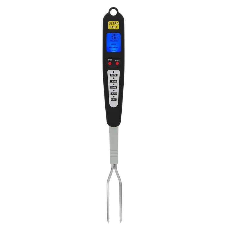 Digital Meat Thermometer Fork, Fast Read Grill Thermometer with LED Display and Stainless Steel Probes for Steak Chicken Pork Turkey Hot Grilled Food for Men Him Dad