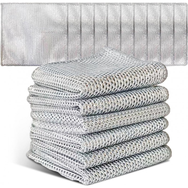 EytGva10 PCS Non Scratch Steel Scrubbers Wire Dishwashing Rags Metal Dish Cloth,Alternative to Steel Wool Scrubbers, Multifunctional Kitchen Cleaning Cloths for Pots,Pans,Dishs,Flatwarel