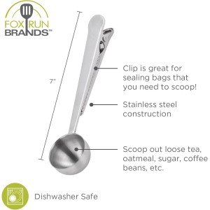 Fox Run Bag Spoon Clip, Coffee Measuring Spoon With Bag Clip, 1 Tablespoon
