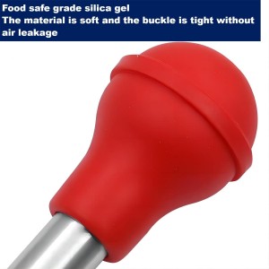 Turkey Baster, Baster Syringe for Cooking, Stainless Steel Baster with Marinade Injector Neddles &BBQ Brush & Cleaning Brush, Silicone Bulb, Stainless Steel Turkey Baster Set 5, Color Grey