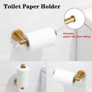 Brushed Gold Bathroom Hardware Accessories Set 5 Piece, Stainless Steel Bath Towel Bar Set 24 Inch,Toilet Paper Holder,Towel Ring Holder,Towel Rack Set,Gold Bathroom Accessories Kit