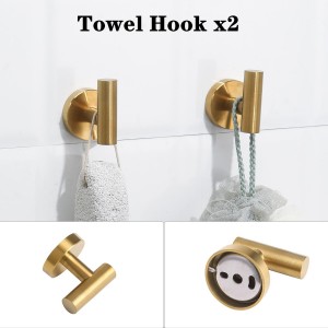 Brushed Gold Bathroom Hardware Accessories Set 5 Piece, Stainless Steel Bath Towel Bar Set 24 Inch,Toilet Paper Holder,Towel Ring Holder,Towel Rack Set,Gold Bathroom Accessories Kit