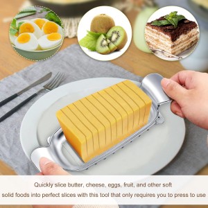 Stainless Steel Cheese Cutter and Butter Slicer - Multifunctional Kitchen Food Tool for Block Cheeses and Butter