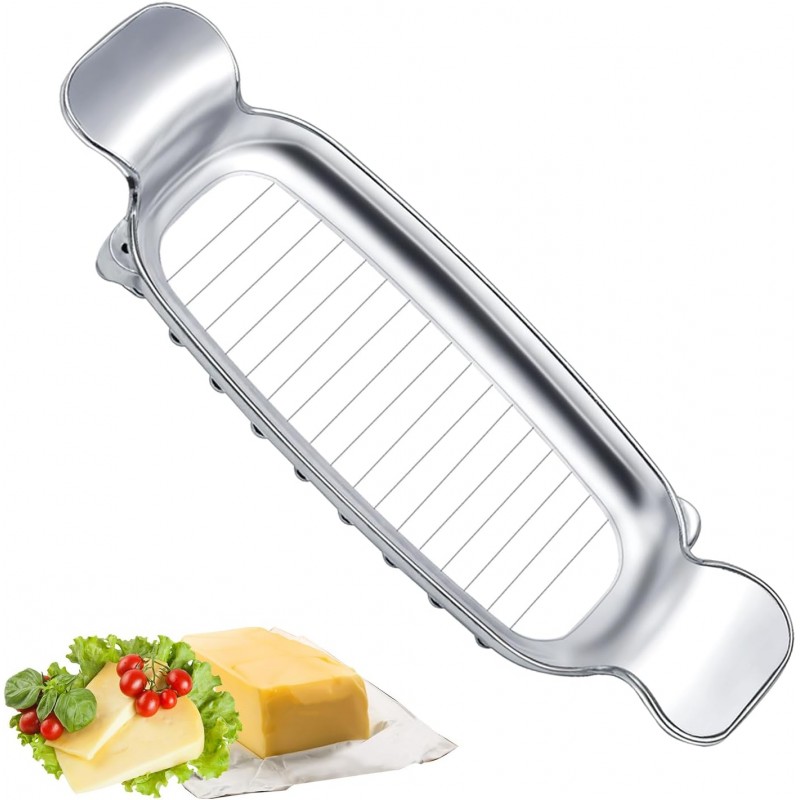 Stainless Steel Cheese Cutter and Butter Slicer - Multifunctional Kitchen Food Tool for Block Cheeses and Butter