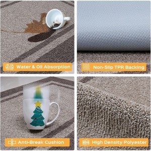 Kitchen Rugs 24" x 36", Non-Slip Machine Washable Kitchen Runner Rugs Floor Mats, Absorbent Comfort Standing Mats for Kitchen, Sink, Laundry and Hallway, Beige & Grayish Brown