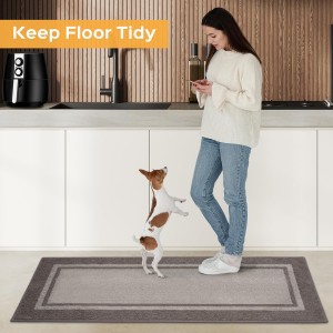 Kitchen Rugs 24" x 36", Non-Slip Machine Washable Kitchen Runner Rugs Floor Mats, Absorbent Comfort Standing Mats for Kitchen, Sink, Laundry and Hallway, Beige & Grayish Brown