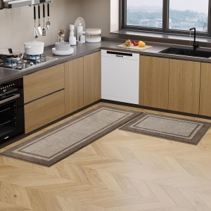 Kitchen Rugs 24" x 36", Non-Slip Machine Washable Kitchen Runner Rugs Floor Mats, Absorbent Comfort Standing Mats for Kitchen, Sink, Laundry and Hallway, Beige & Grayish Brown