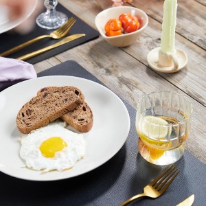 DOLOPL Black Placemats Set of 6, Faux Leather Heat Resistant Table Placemat for Dining Table Protection, Waterproof Wipeable & Washable Kitchen Table Mats for Everyday Dining,Party,BBQ,Holiday