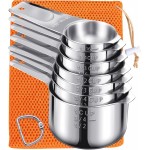 Measuring Cups, AMOHEE 7PCS Stainless Steel Measuring Cups with a Storage Bag for Cooking & Baking, Dishwasher Safe