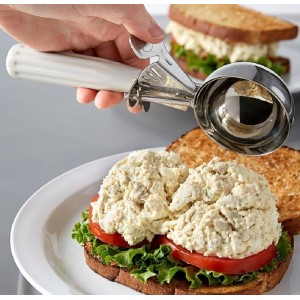 3-3/4 OZ Ice Cream Portion Scoop with Trigger Release Food Disher with Ivory Handle #10 Food Portion Control Scoop Ice Cream Scooper Cookie Scooper for Baking