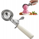 3-3/4 OZ Ice Cream Portion Scoop with Trigger Release Food Disher with Ivory Handle #10 Food Portion Control Scoop Ice Cream Scooper Cookie Scooper for Baking