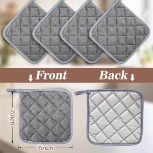 MAQIHAN Pot Holders for Kitchen - 4 PCS Cotton Pot Holder Set Hot Pads for Kitchen and Dining Essentials Decor and Accessories Gray 7 Inch Terry Cloth for Oven Cooking Baking Pans
