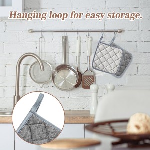 MAQIHAN Pot Holders for Kitchen - 4 PCS Cotton Pot Holder Set Hot Pads for Kitchen and Dining Essentials Decor and Accessories Gray 7 Inch Terry Cloth for Oven Cooking Baking Pans