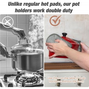 MAQIHAN Pot Holders for Kitchen - 4 PCS Cotton Pot Holder Set Hot Pads for Kitchen and Dining Essentials Decor and Accessories Gray 7 Inch Terry Cloth for Oven Cooking Baking Pans