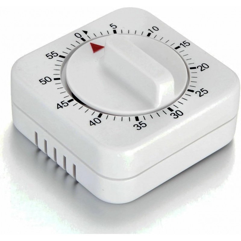 Square 60 Minute Mechanical Kitchen Timer - Visual Kitchen Cooking Timer Clock with Loud Alarm - No Batteries Required-Manual Countdown Timer for Classroom, Home, Study and Cooking (White)