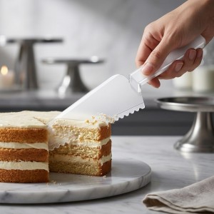 12 Pcs Disposable Plastic Cake Cutter Cake Pie Server Cutter Slicer Pizza Pastry Slicer for Kitchen Wedding Buffet