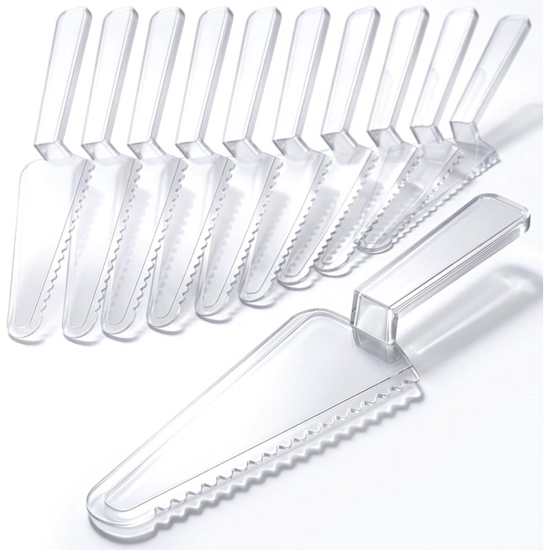 12 Pcs Disposable Plastic Cake Cutter Cake Pie Server Cutter Slicer Pizza Pastry Slicer for Kitchen Wedding Buffet