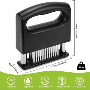 Meat Tenderizer Tool, Meat Tenderizer Stapler with 48 Stainless Steel Ultra Sharp Needle Blades, Compact Cooking Tool for Tenderizing Beef Chicken Turkey Steak Veal Pork