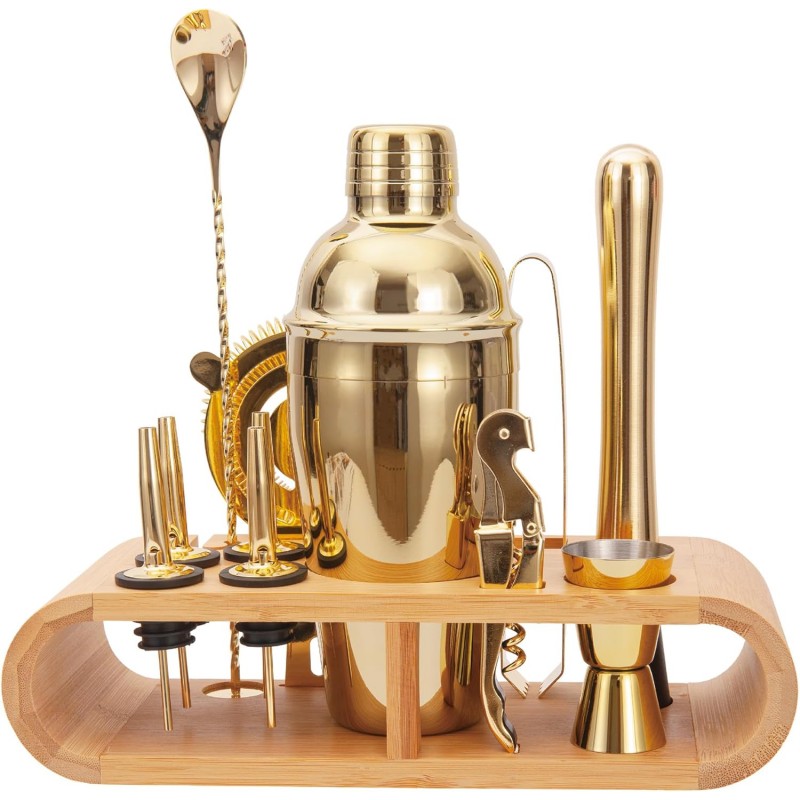 12Pcs-Cocktail Shaker Set Stainless Steel Bartending Kit 18.6oz Cocktail Bar Set Cocktail Mix Drink Making Kit Professional Bar and Home Drink Bar Tools for Bartender(Gold, 12Pcs)