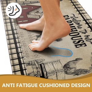 PVC Farmhouse Kitchen Rugs Anti Fatigue 3 Piece, Washable Non-Skid Kitchen Mat, Farmhouse Rooster Kitchen Floor Mat, Cushioned Kitchen Floor Mats, Size 18'' x 30''+18