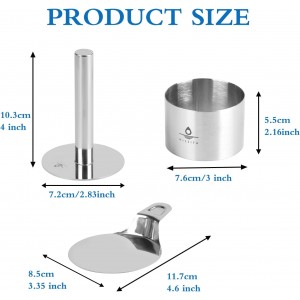 8 Pcs Cake Ring Molds, Seamless Stainless Steel Cake Cutter For Baking, 3 inch Cooking Rings with Pusher & Lifter, Dessert Mousse Molds Baking Tools, Includes 1 Pusher, 1 Lifter and 6 Rings