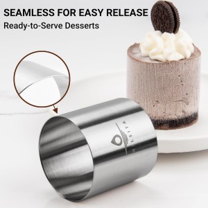 8 Pcs Seamless Mousse Cake Ring Molds, 2 Inch Food Ring Molds, Cake Cutter for Baking, Stainless Steel Round Cooking Rings, Small Size Dessert Mold for Cake and Pastry