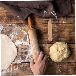 Veemoon Rolling Dough Cutter Stainless Steel Dumpling Wrapper Mold Pastry with Wood Handle Ravioli Empanada Making Tools for Kitchen